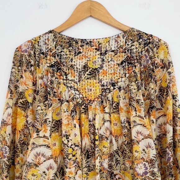 Free People We the Free Cool Meadow Boho Printed Button Down Top Size Small - Picture 11 of 16